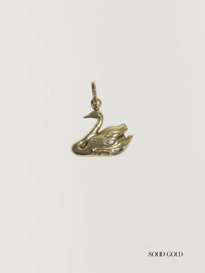 Swan Charm Vintage Gold