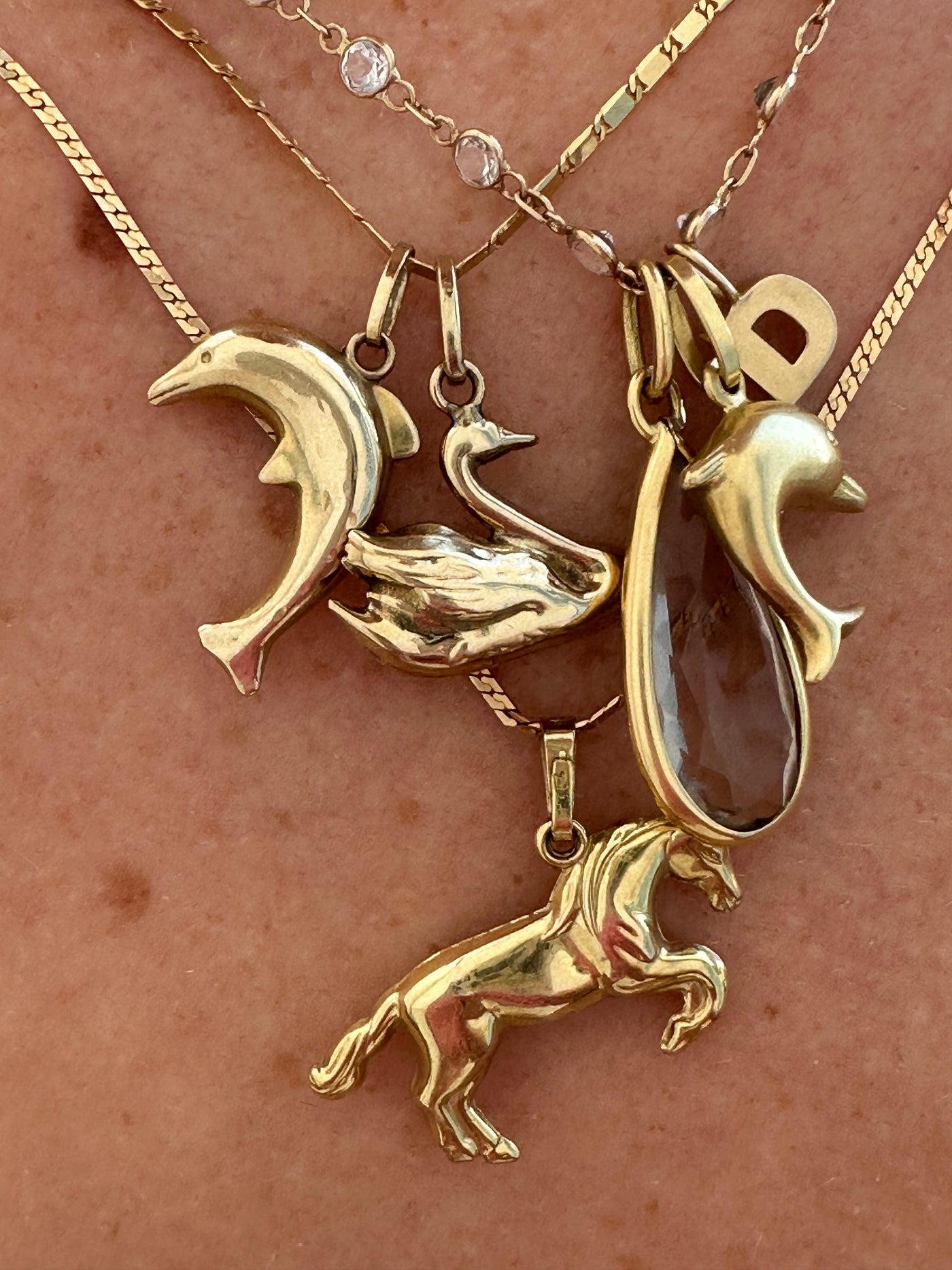 Big Dolphin Charm Vintage Gold