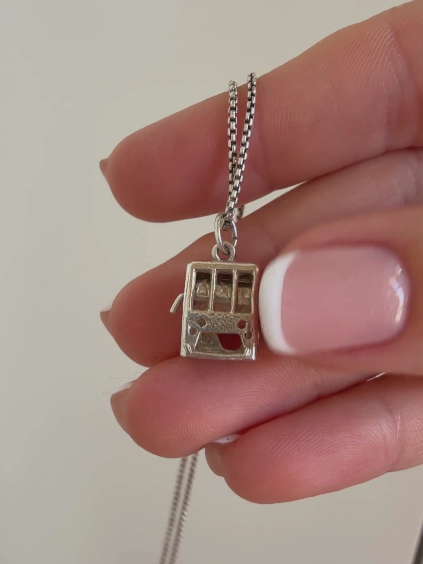 Moving Slot Machine Charm Vintage Silver