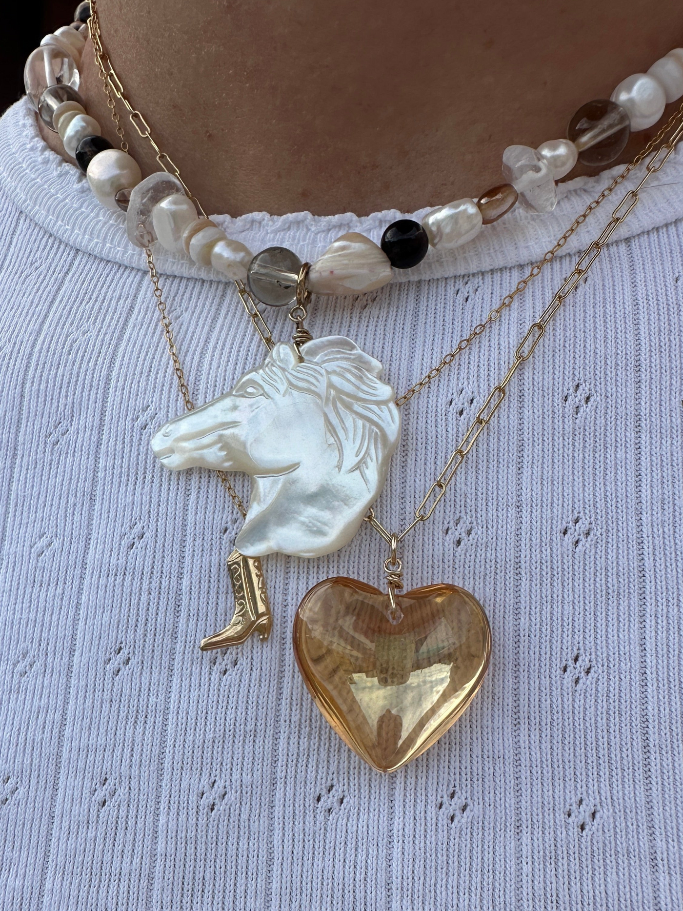 Puffy Heart Necklace Cowgirl